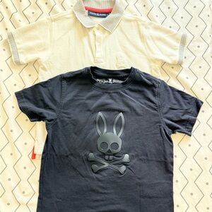 Psycho Bunny Black and Cream Kids Polo Set